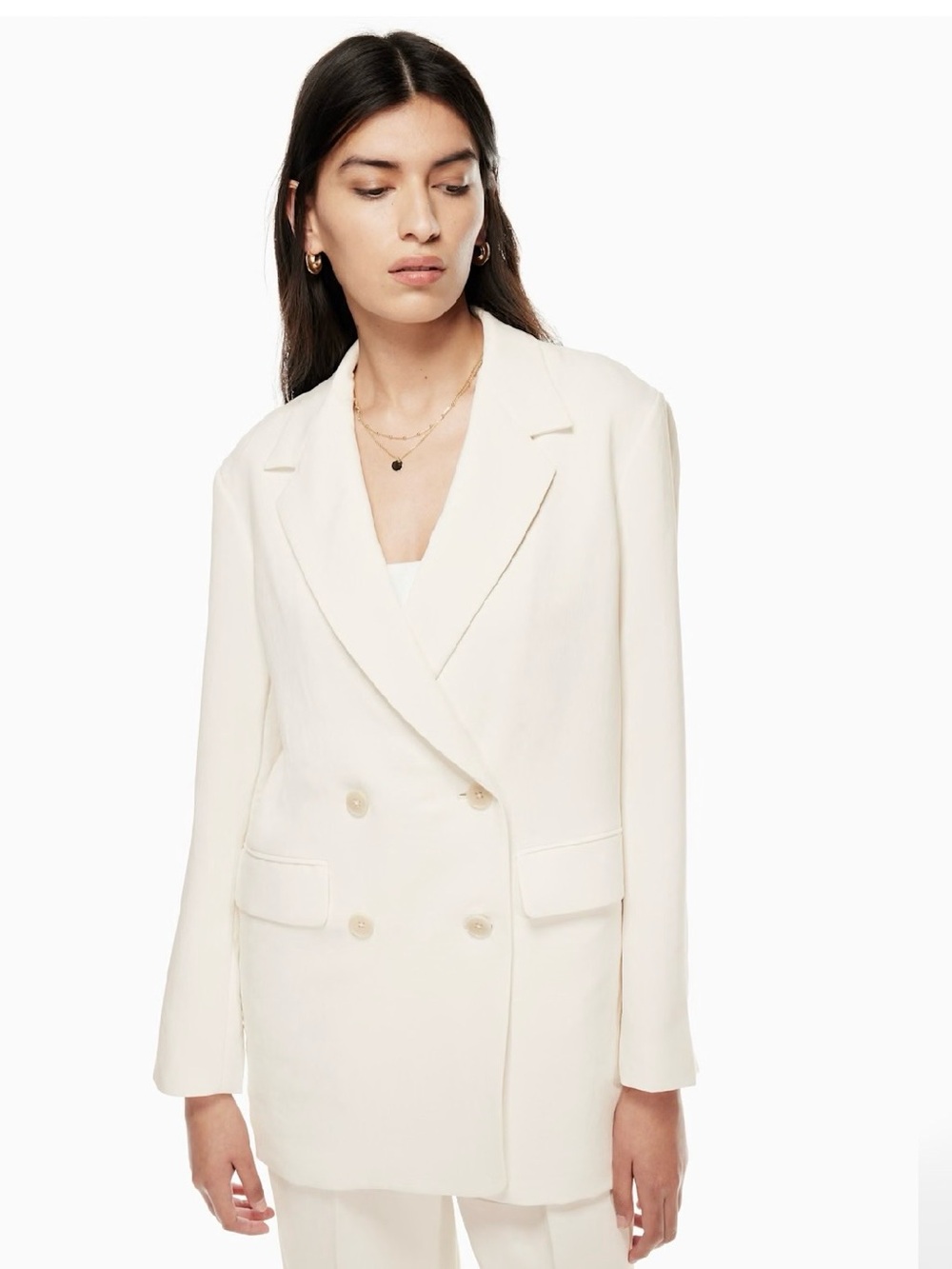 Wilfred Aritzia Sz S White Birch Cherrelle Crepette Double Breasted Blazer